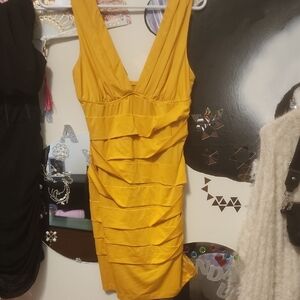 Yellow Sleeveless Ruffle Dress